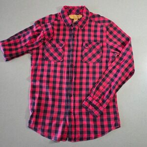 Stapleford Mens Red Black Buffalo Plaid Cotton Button Down Shirt Medium